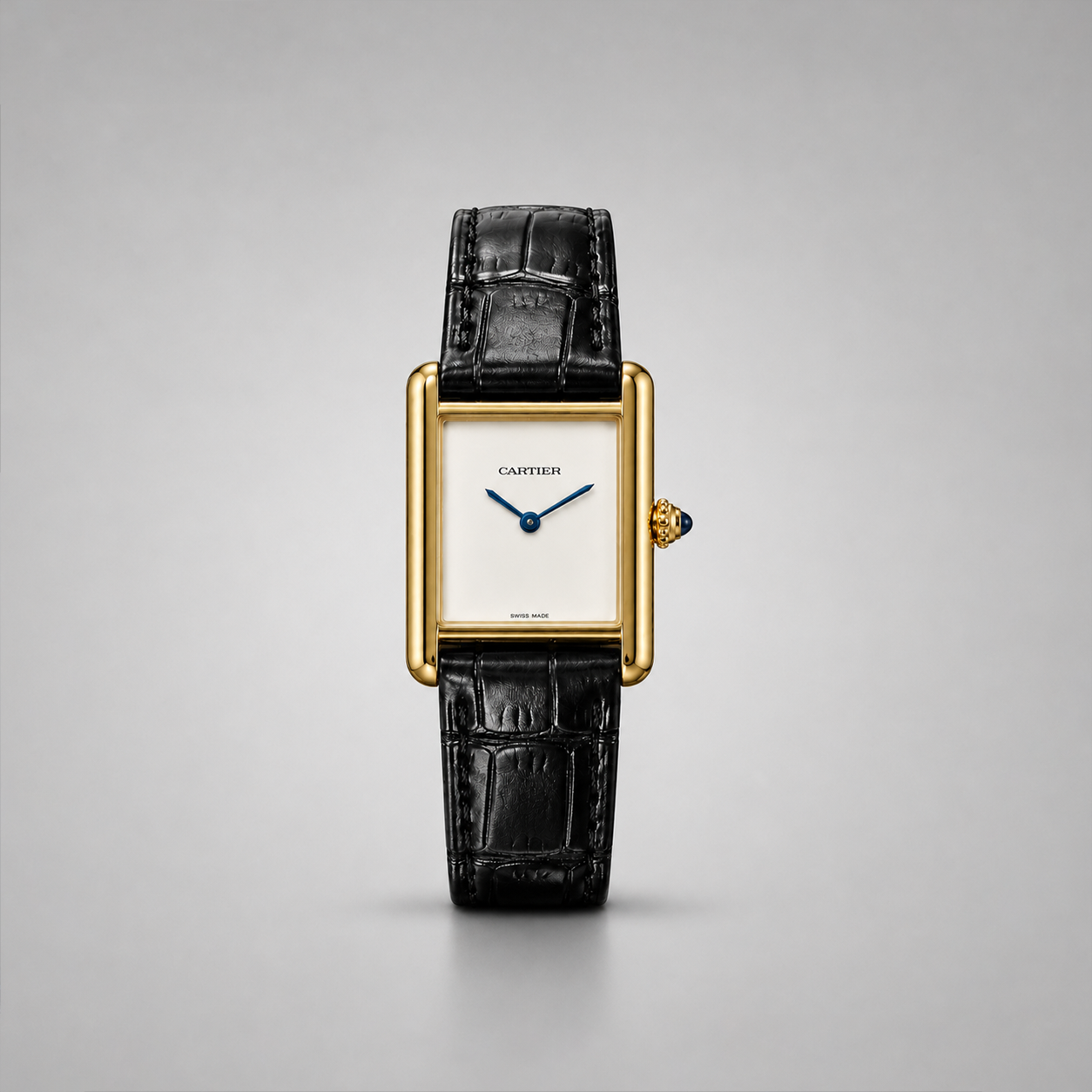Cartier Tank Louis - Classic White Dial with Black Leather Strap (Premium A+ Quality)
