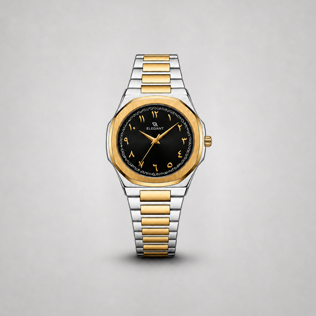 Elegant Two-Tone Gold Edition Midnight Black Dial