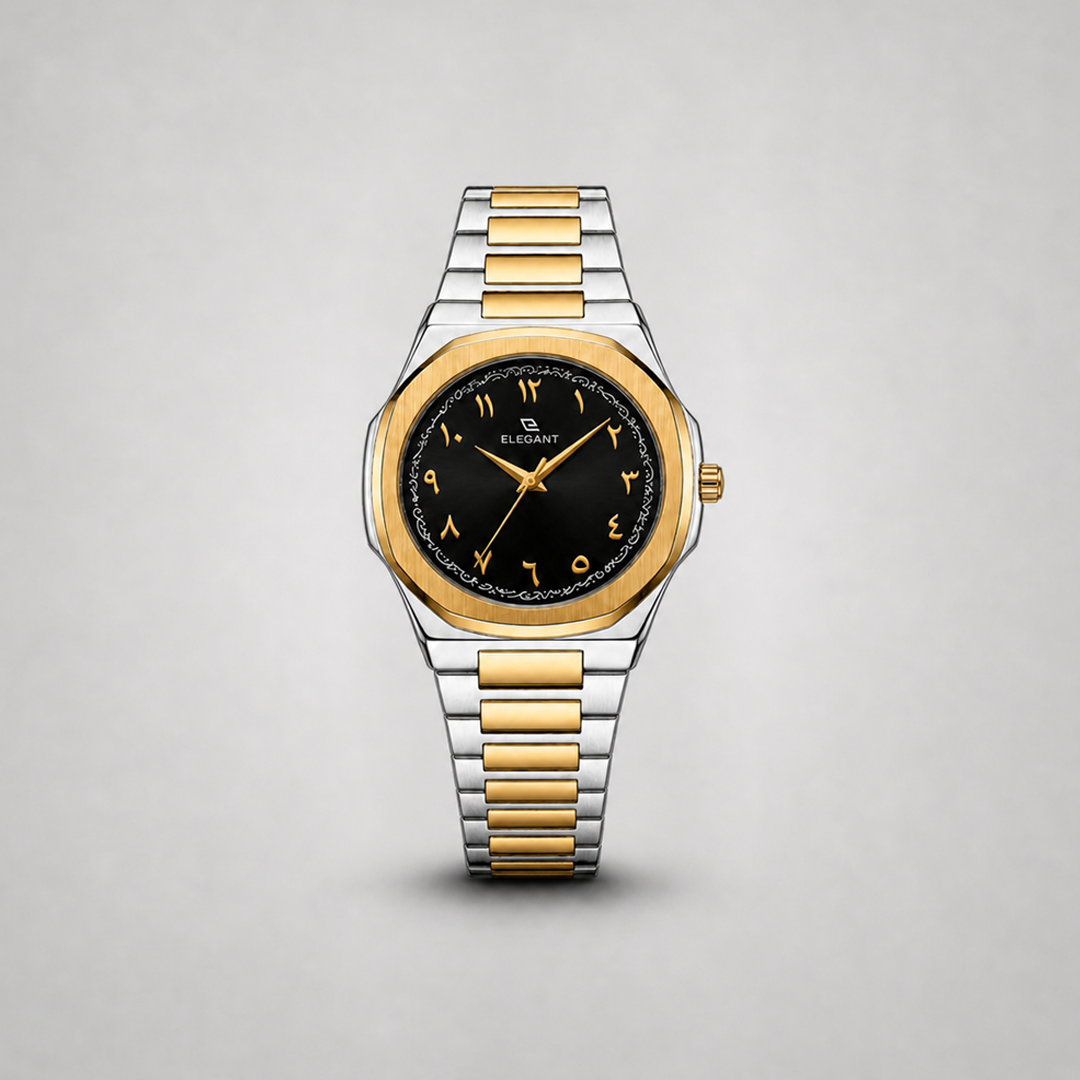 Elegant Two-Tone Gold Edition Midnight Black Dial