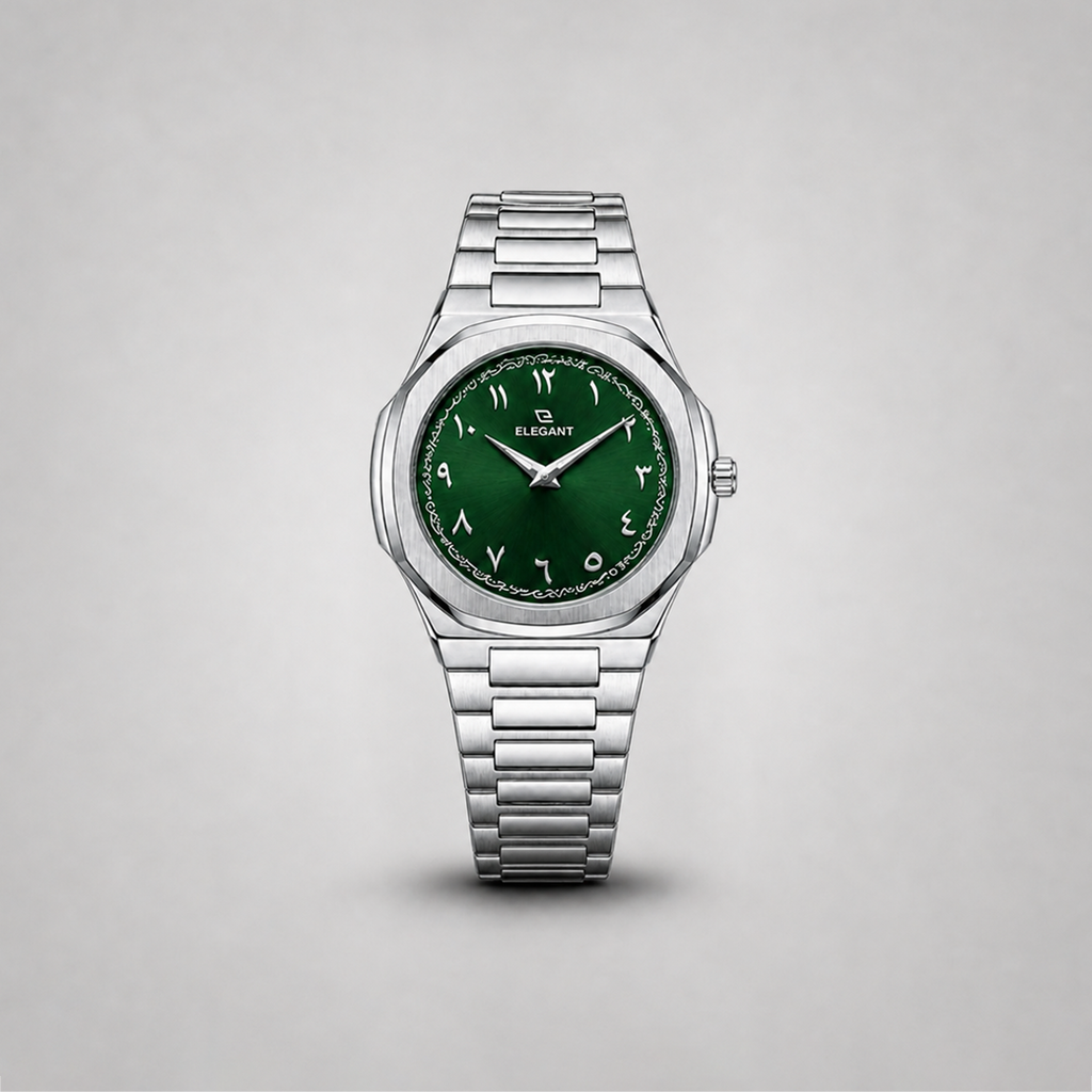 Elegant Silver Steel Edition Green Dial