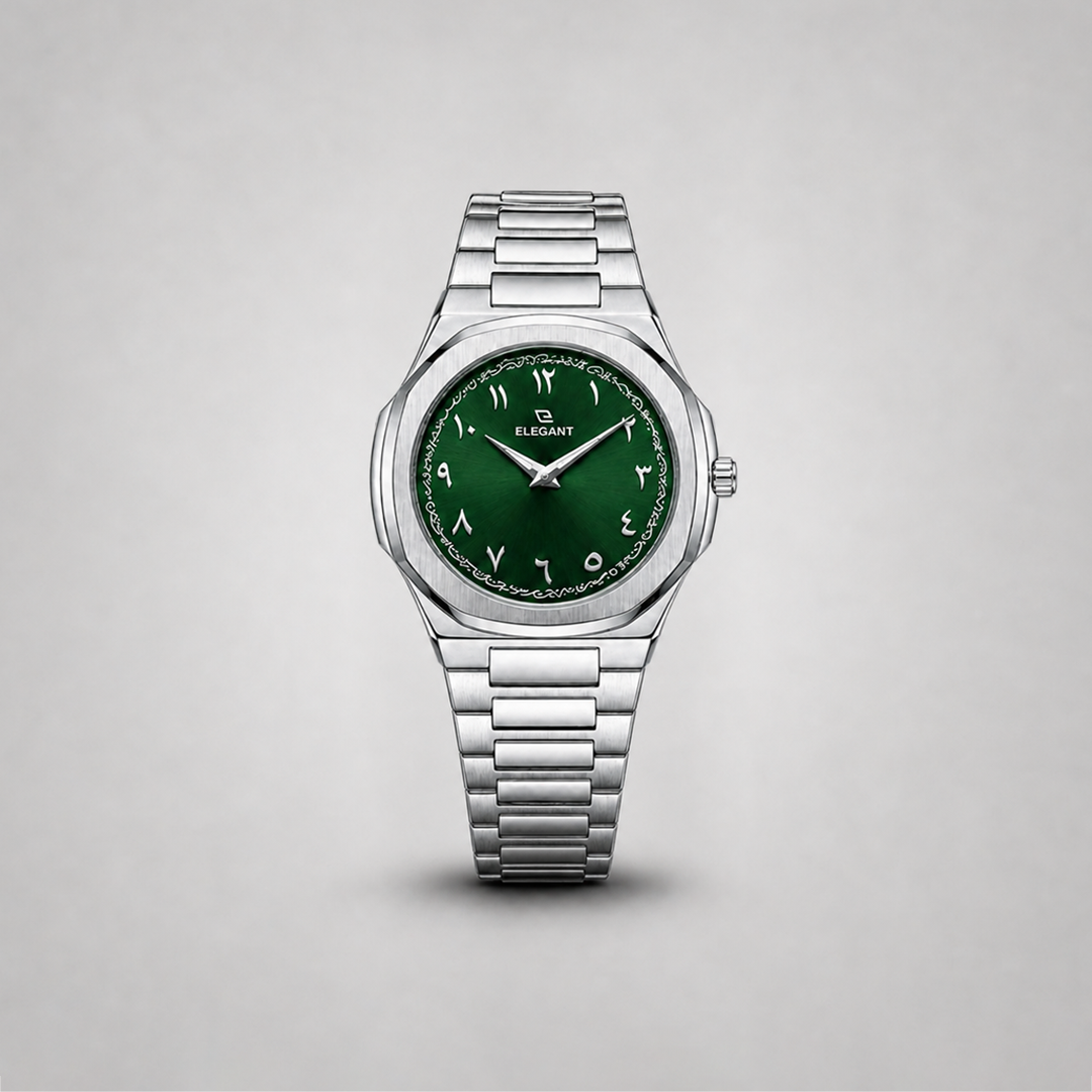 Elegant Silver Steel Edition Green Dial