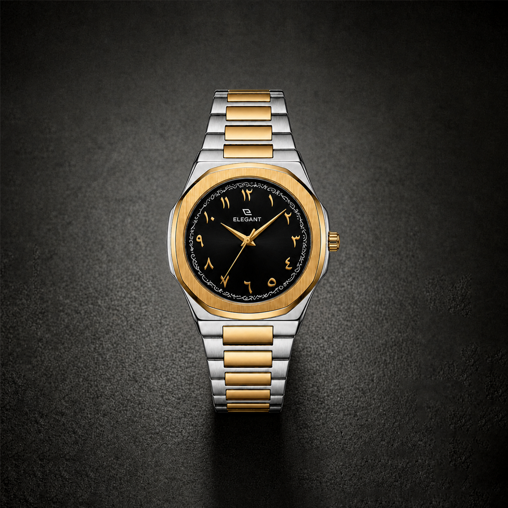 Elegant Two-Tone Gold Edition Midnight Black Dial
