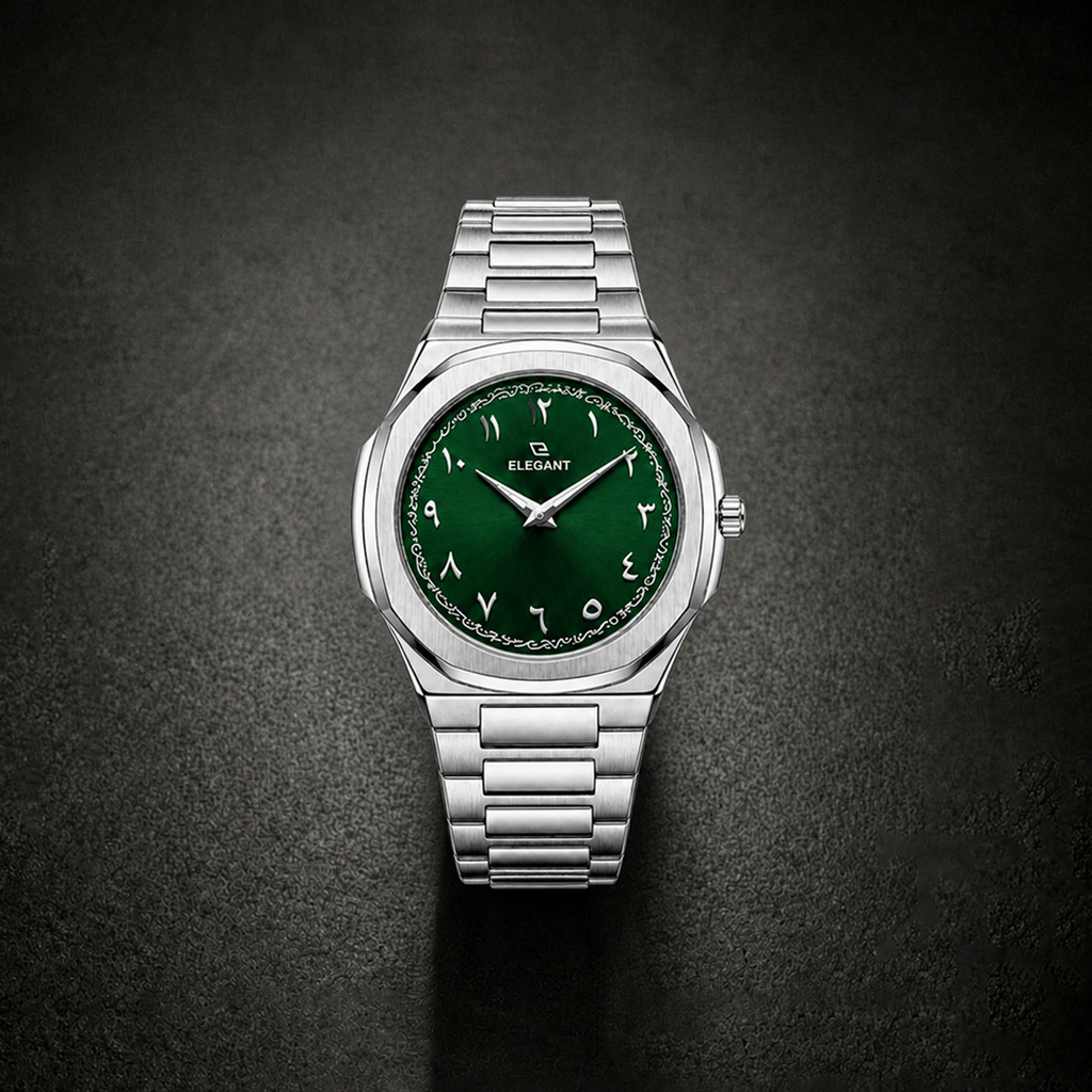Elegant Silver Steel Edition Green Dial