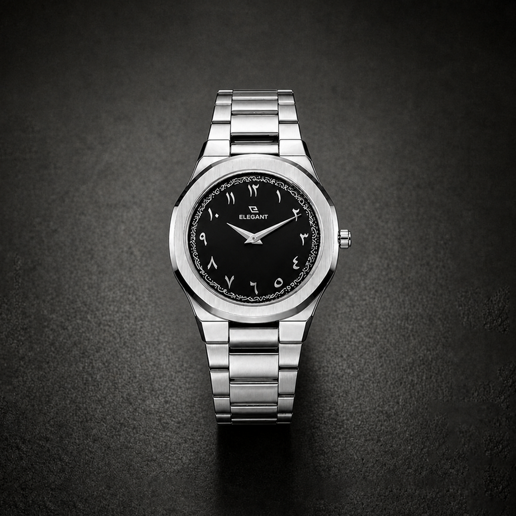 Elegant Silver Steel Edition Midnight Black Dial