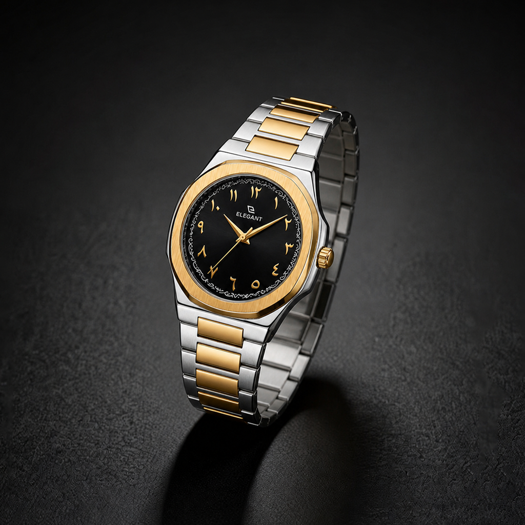 Elegant Two-Tone Gold Edition Midnight Black Dial