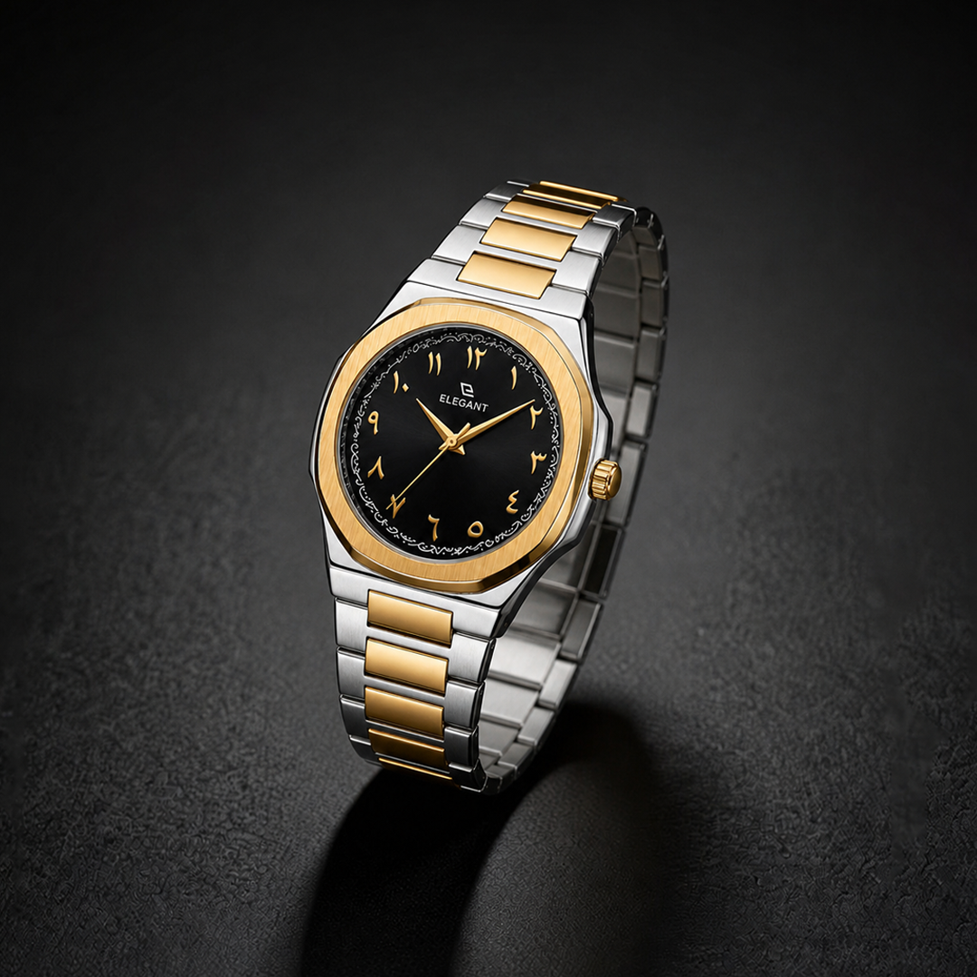 Elegant Two-Tone Gold Edition Midnight Black Dial