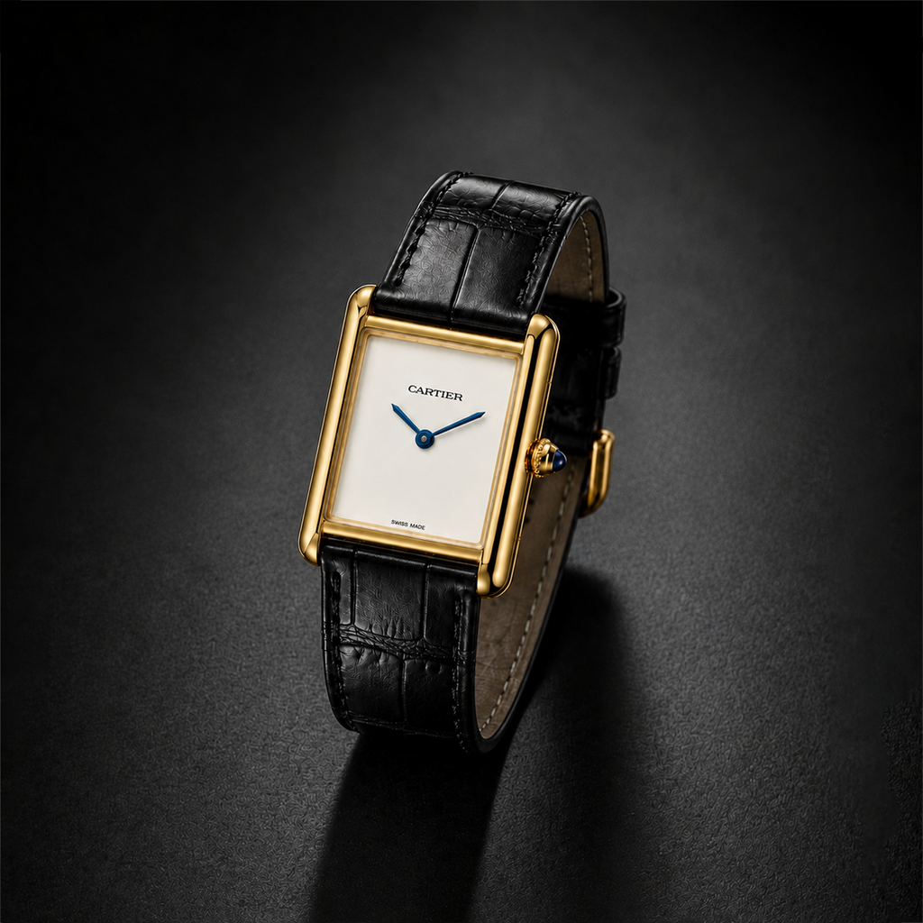 Cartier Tank Louis - Classic White Dial with Black Leather Strap (Premium A+ Quality)