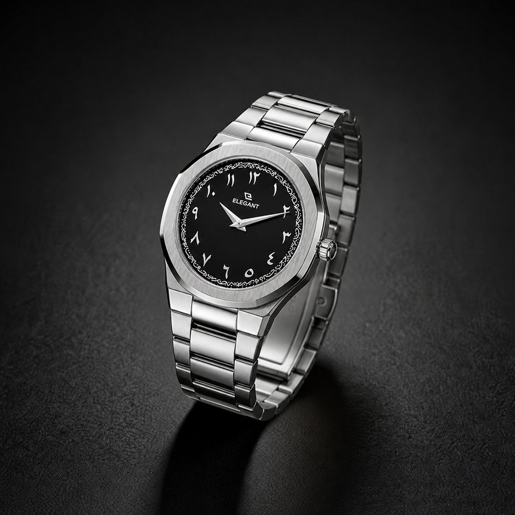 Elegant Silver Steel Edition Midnight Black Dial