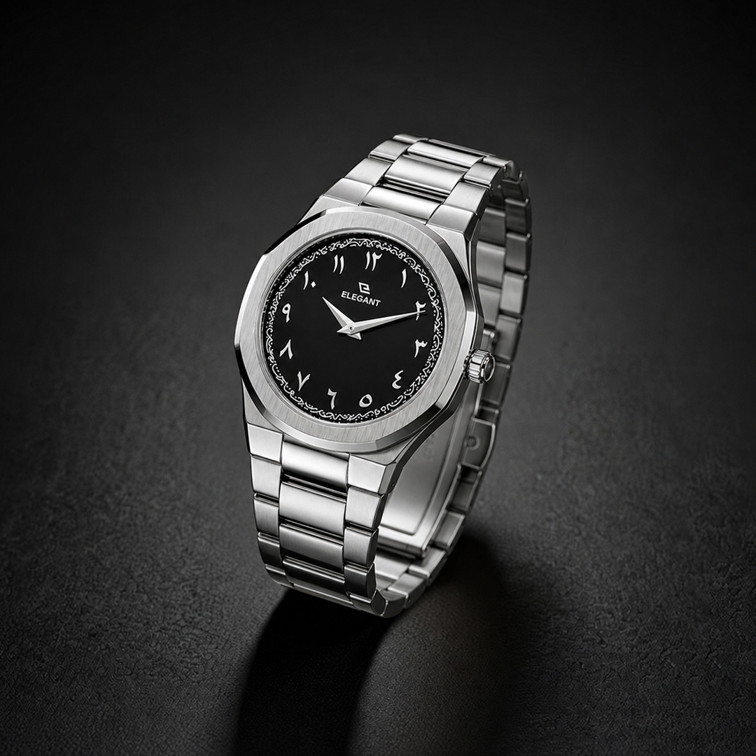 Elegant Silver Steel Edition Midnight Black Dial