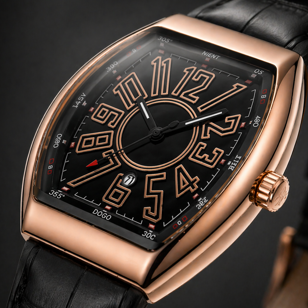 Franck Mullar Vanguard Rose Gold Black Dial
