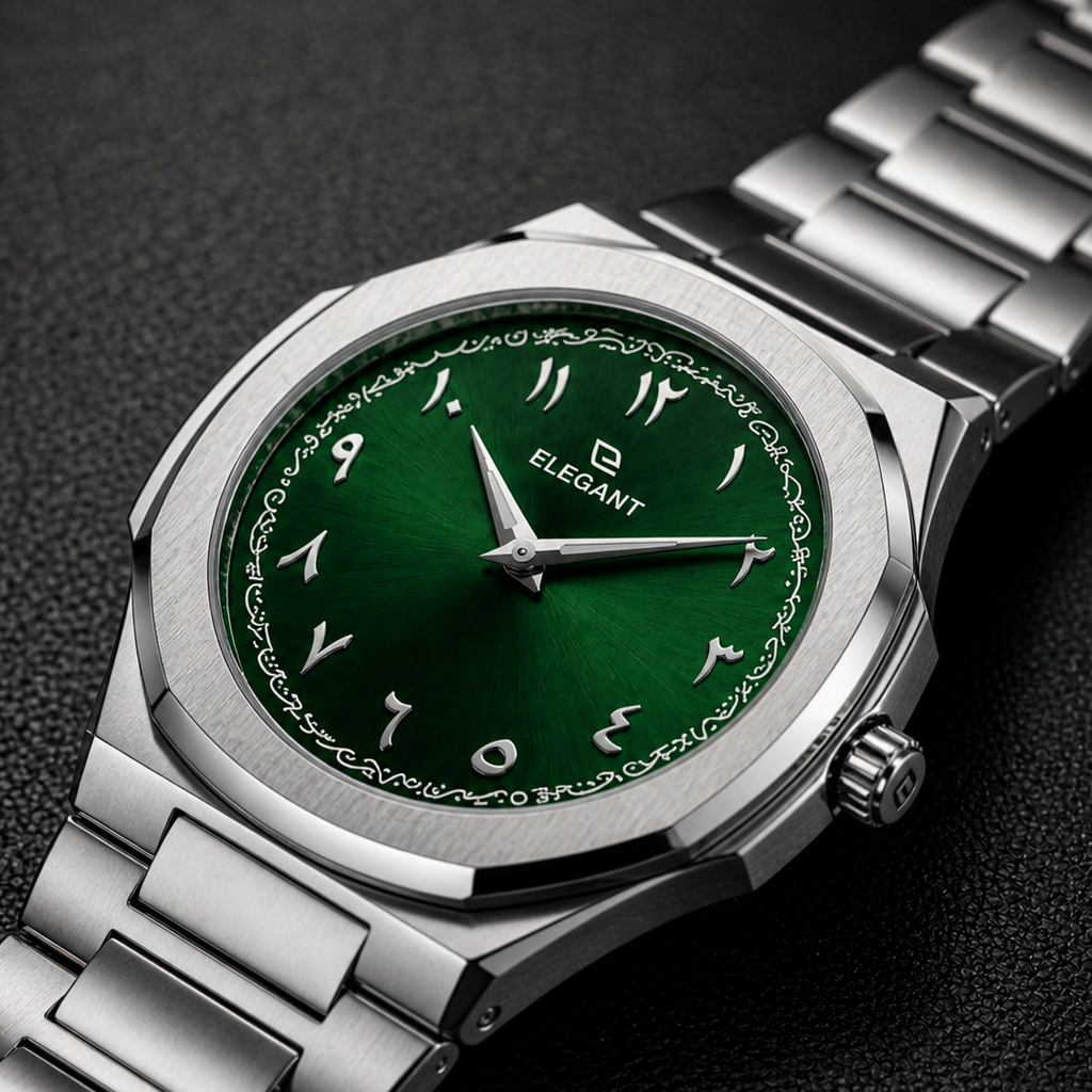 Elegant Silver Steel Edition Green Dial