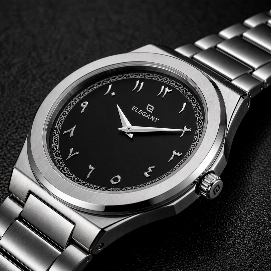 Elegant Silver Steel Edition Midnight Black Dial