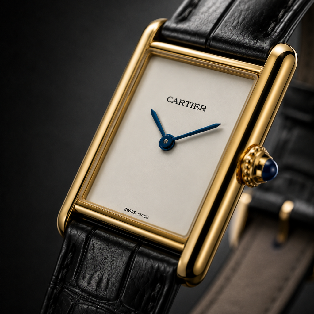 Cartier Tank Louis - Classic White Dial with Black Leather Strap (Premium A+ Quality)