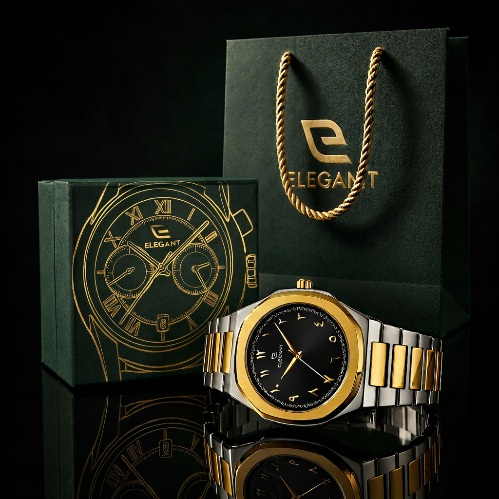 Elegant Two-Tone Gold Edition Midnight Black Dial