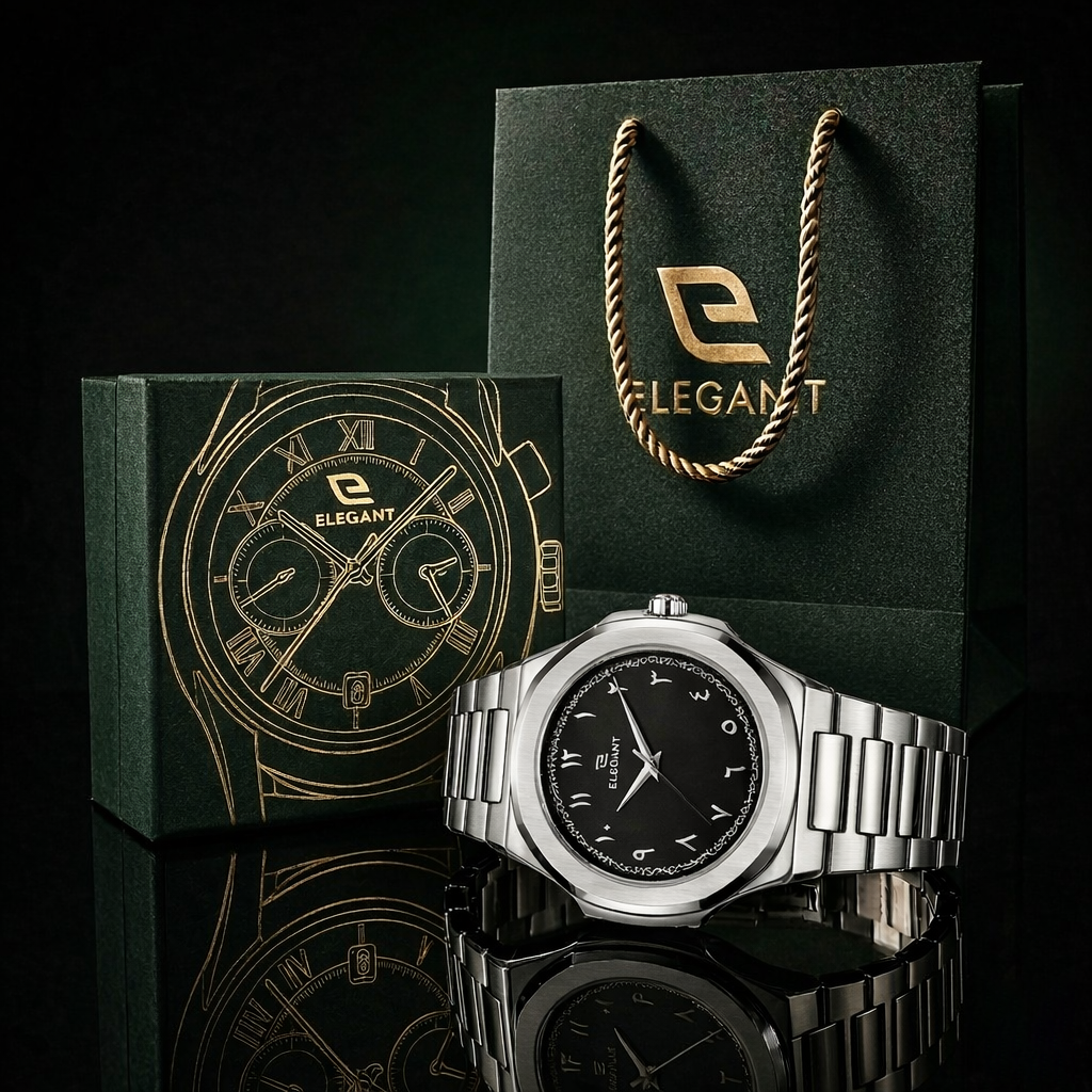 Elegant Silver Steel Edition Midnight Black Dial