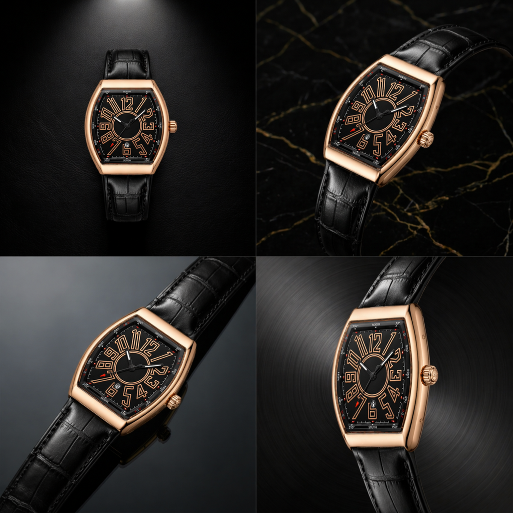 Franck Mullar Vanguard Rose Gold Black Dial