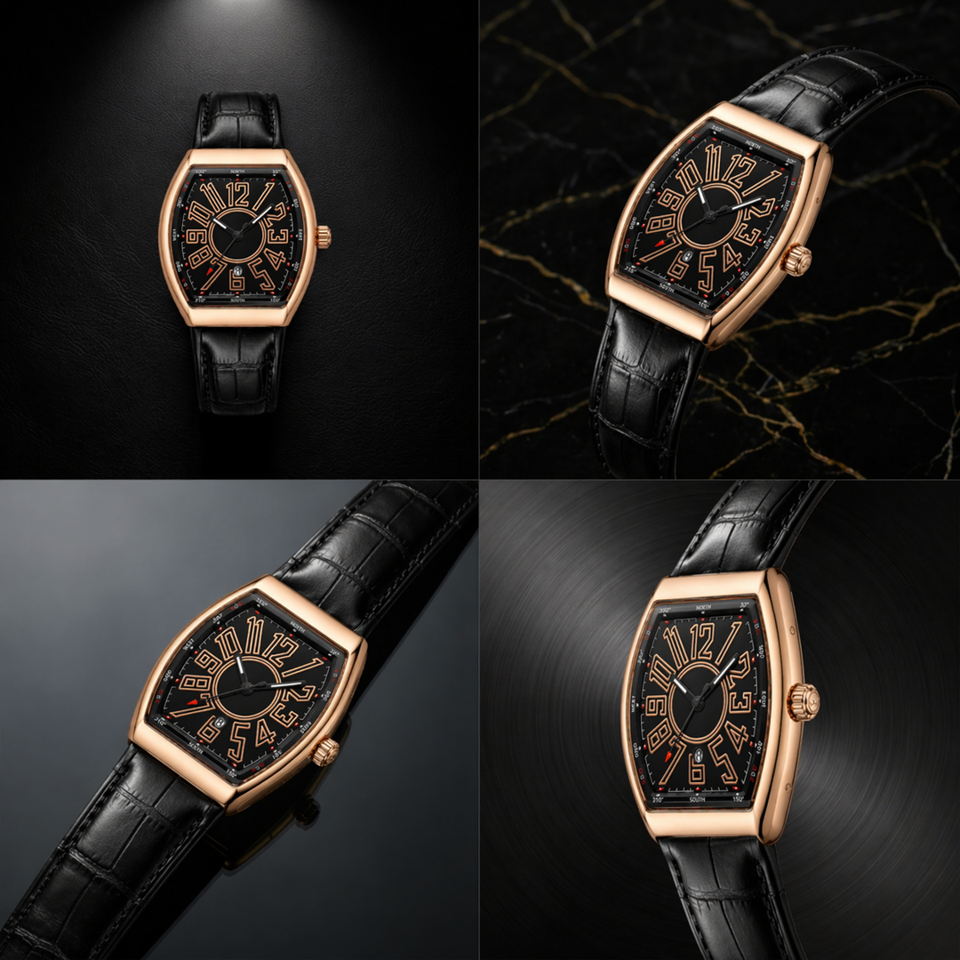 Franck Mullar Vanguard Rose Gold Black Dial