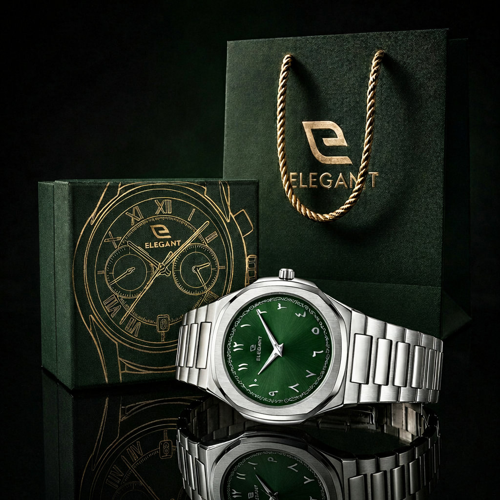 Elegant Silver Steel Edition Green Dial