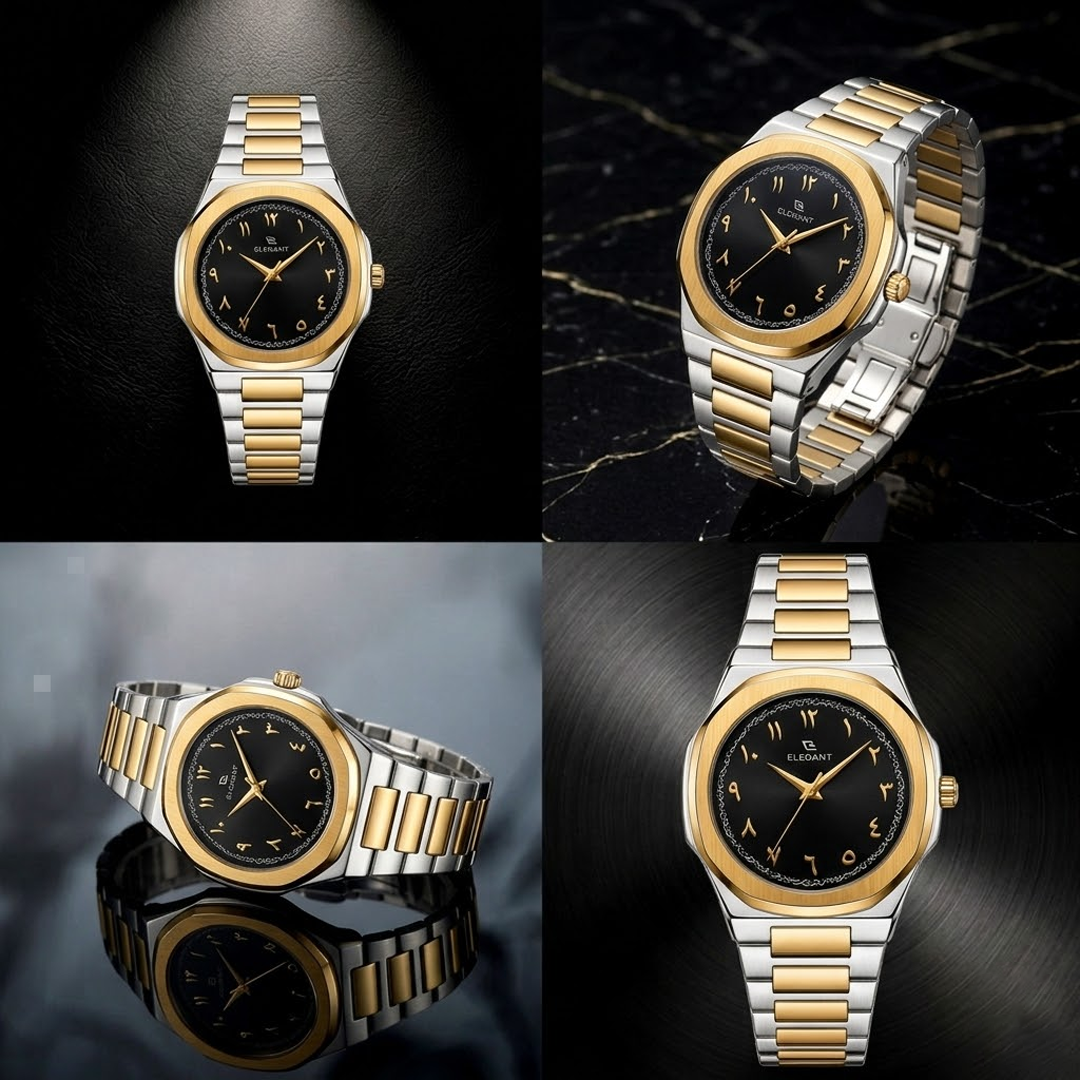 Elegant Two-Tone Gold Edition Midnight Black Dial