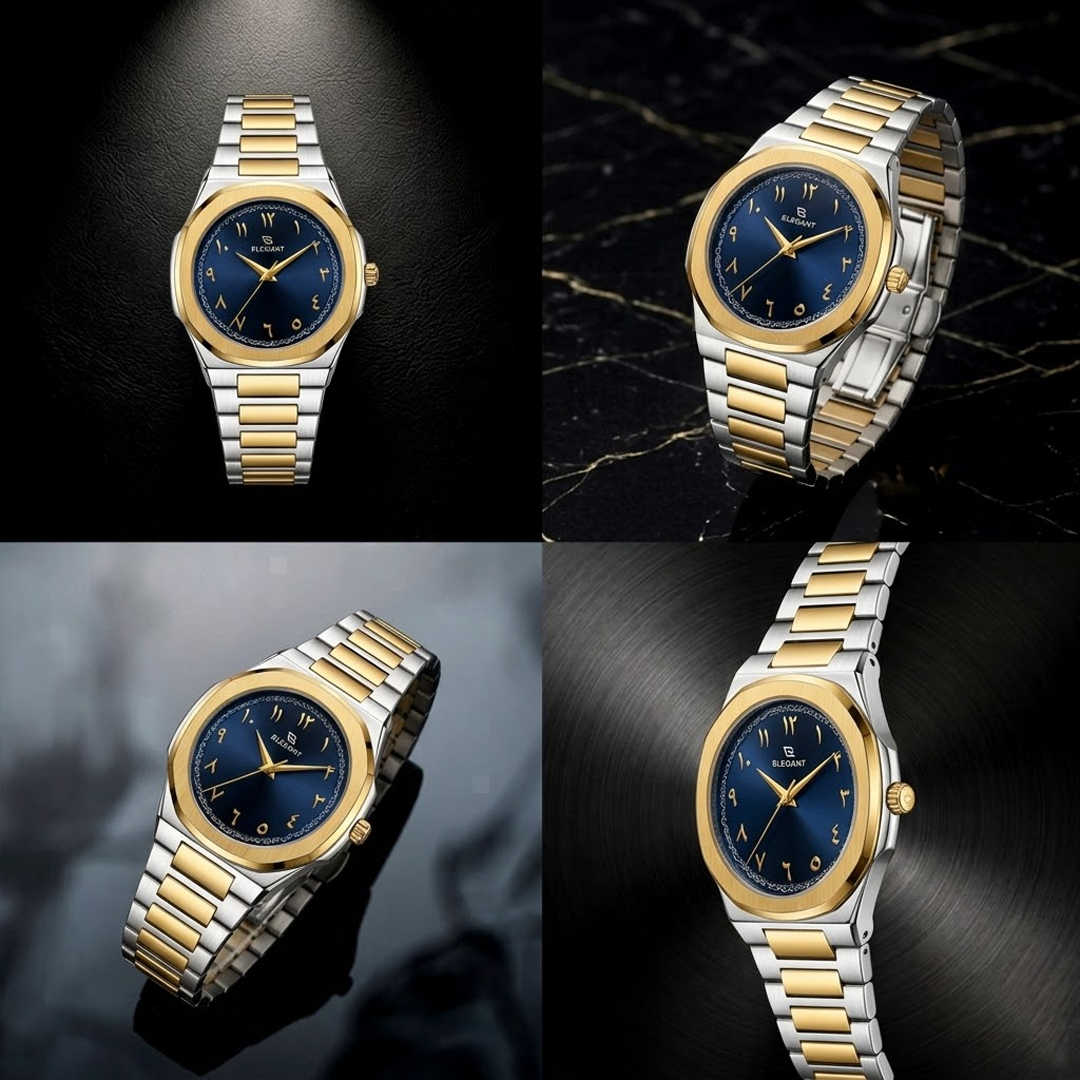 Elegant  Two-Tone Gold Edition Royal Blue Dial