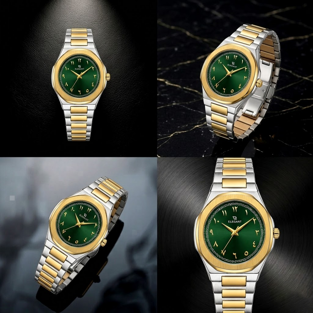 Elegant Two-Tone Gold Edition Green Dial